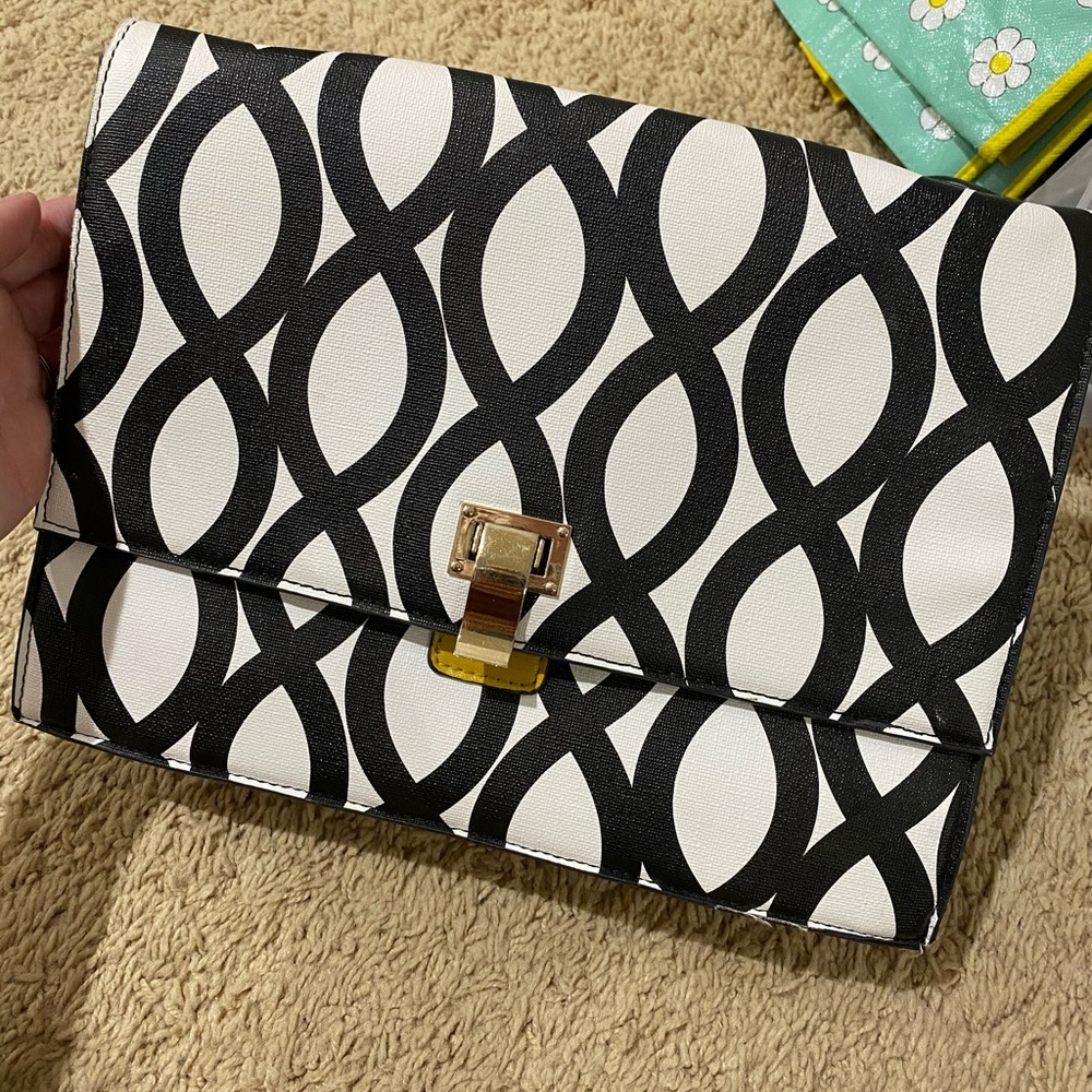 Black and white crossbody/ clutch purse